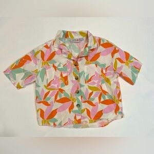 Colorful Planet Kids Floral button down crop Shirt
Size Large 
12